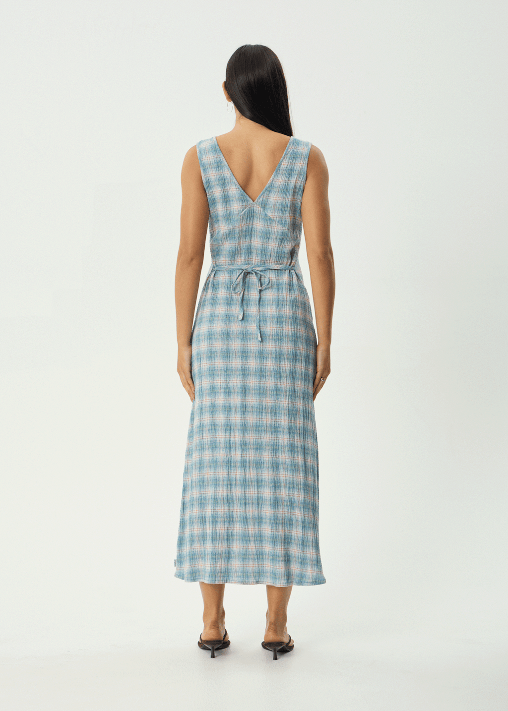AFENDS Womens Position - Seersucker Maxi Dress - Lake Check