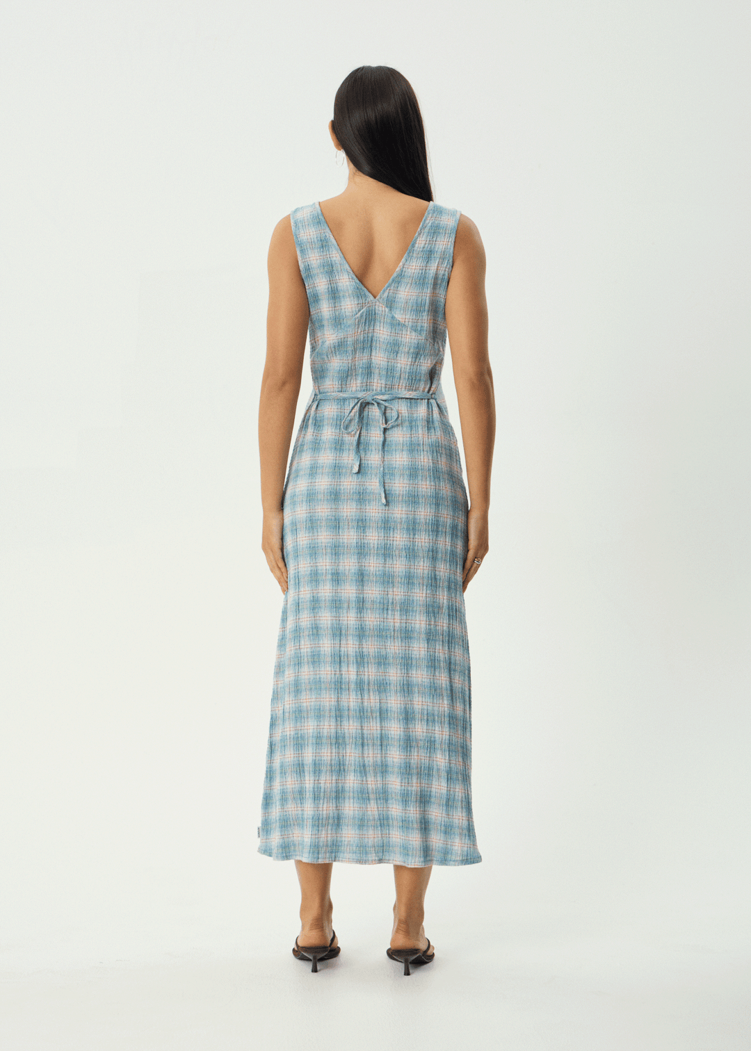 AFENDS Womens Position - Seersucker Maxi Dress - Lake Check