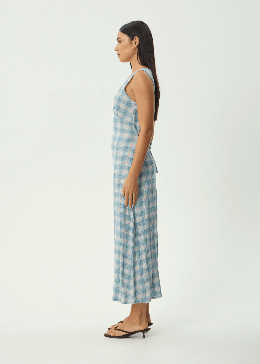 AFENDS Womens Position - Seersucker Maxi Dress - Lake Check