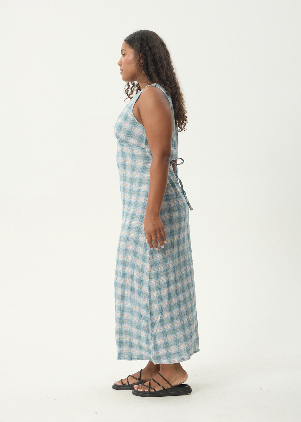 AFENDS Womens Position - Seersucker Maxi Dress - Lake Check