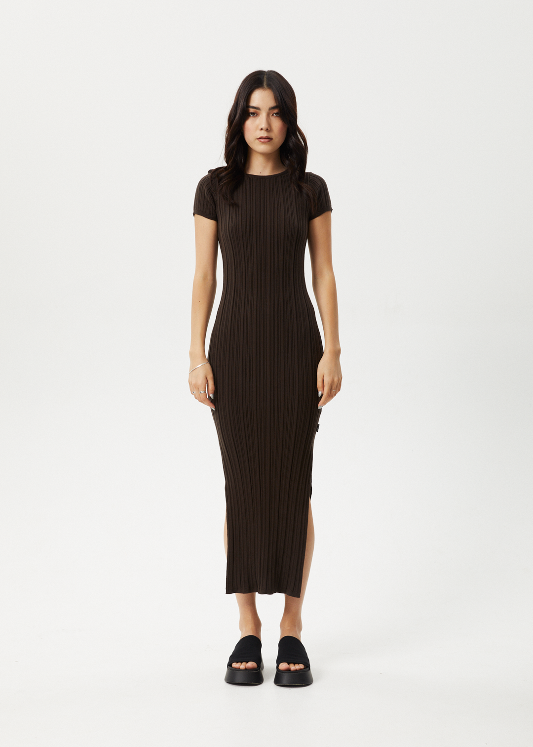 AFENDS Womens Landed - Knit Maxi Dress - Coffee 