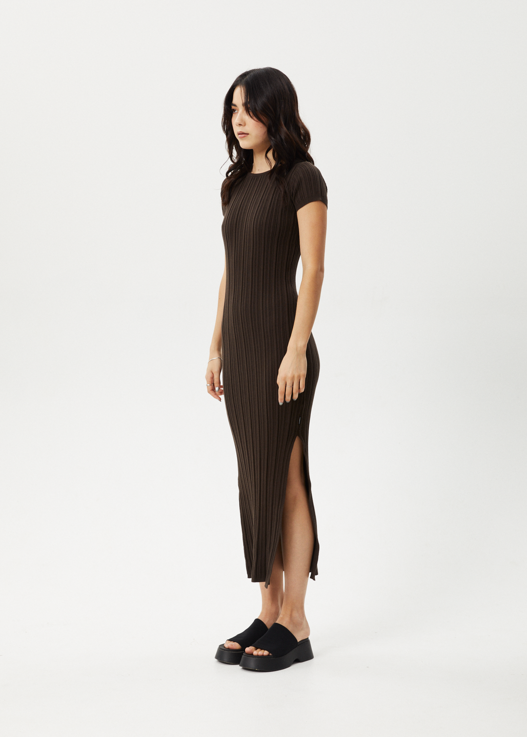 AFENDS Womens Landed - Knit Maxi Dress - Coffee 