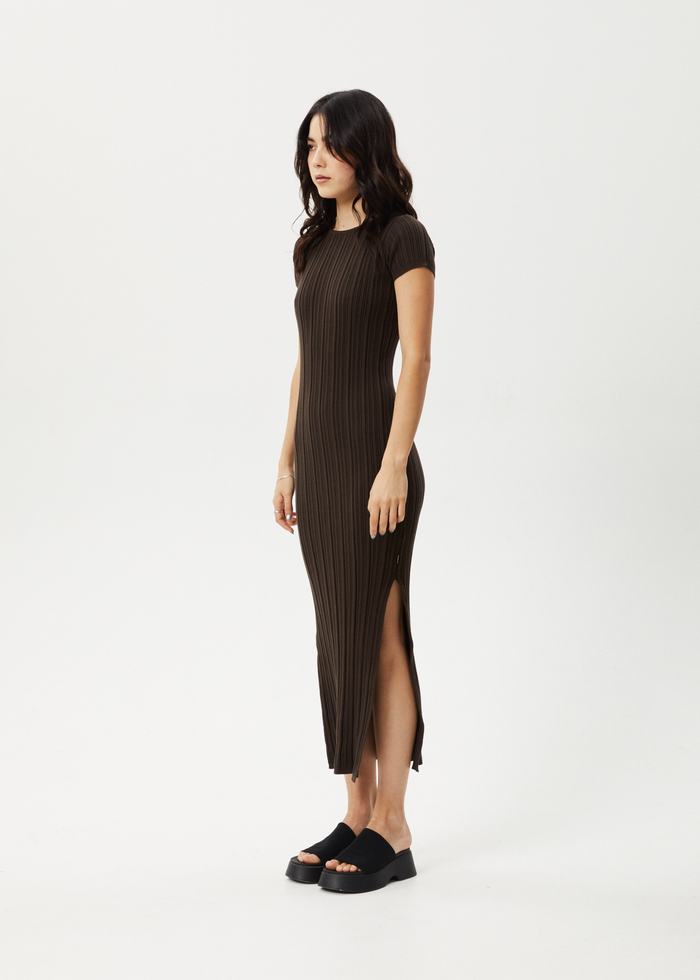 Afends Womens Landed - Knit Maxi Dress - Coffee 