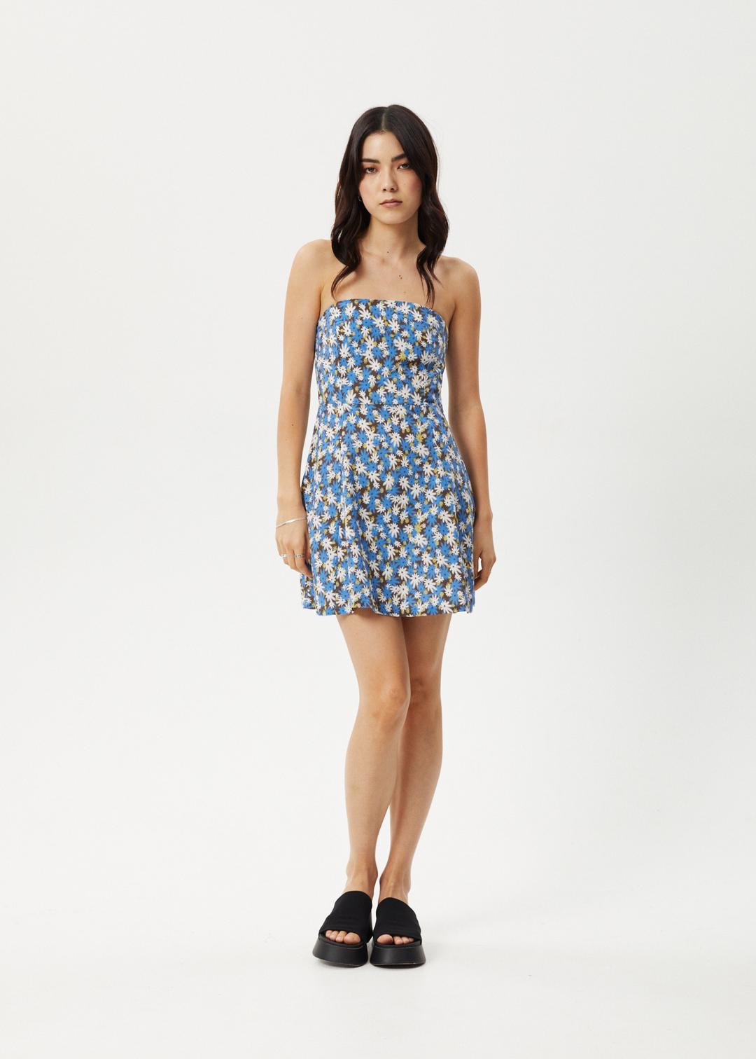 AFENDS Womens Petal - Strapless Dress - Lake Floral 