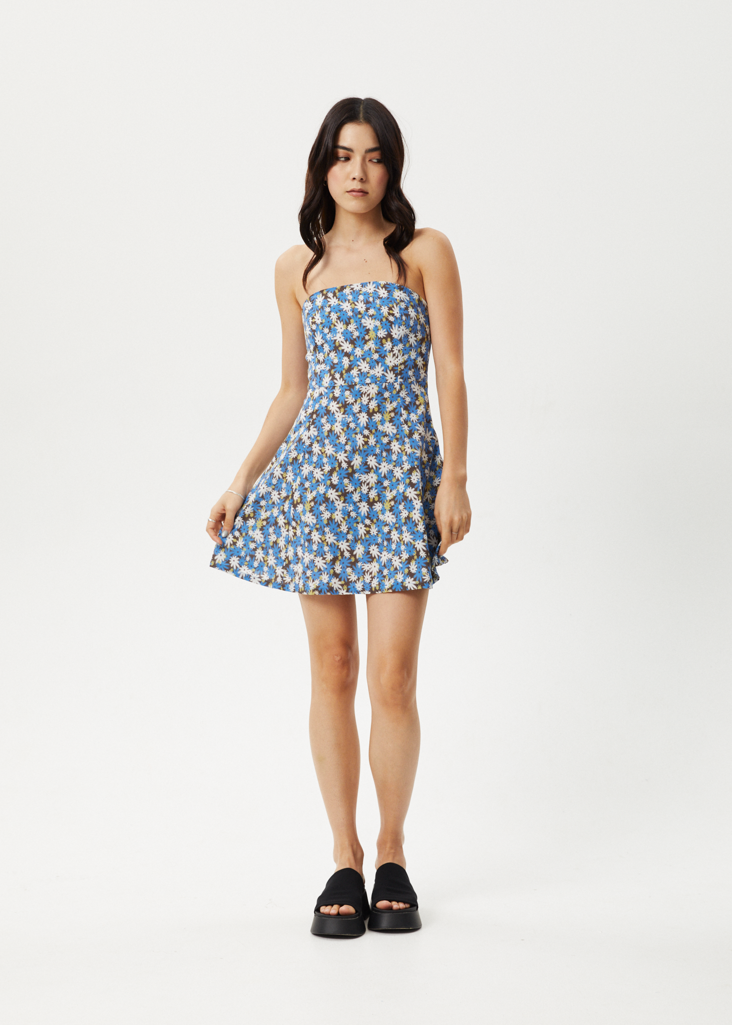 AFENDS Womens Petal - Strapless Dress - Lake Floral 