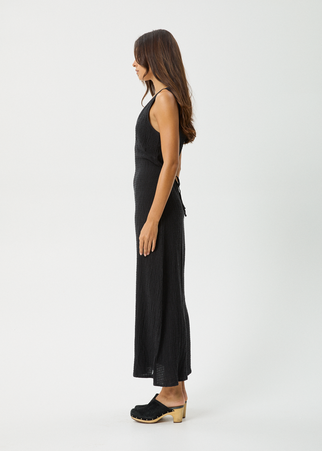 AFENDS Womens Focus - Seersucker Maxi Dress - Black
