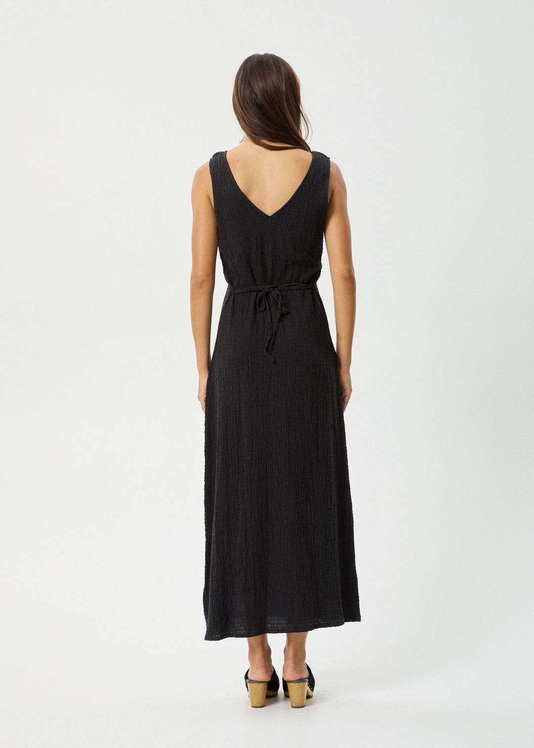 AFENDS Womens Focus - Seersucker Maxi Dress - Black 