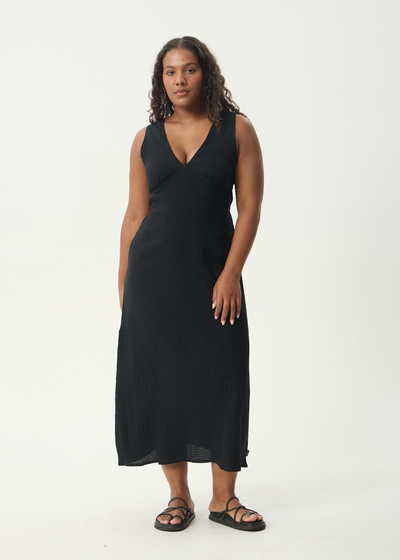 AFENDS Womens Focus Tully - Seersucker Maxi Dress - Black