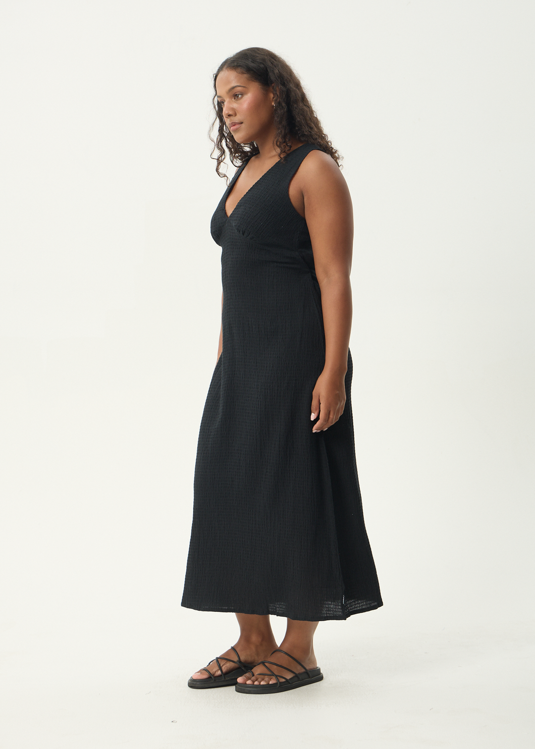 AFENDS Womens Focus - Seersucker Maxi Dress - Black
