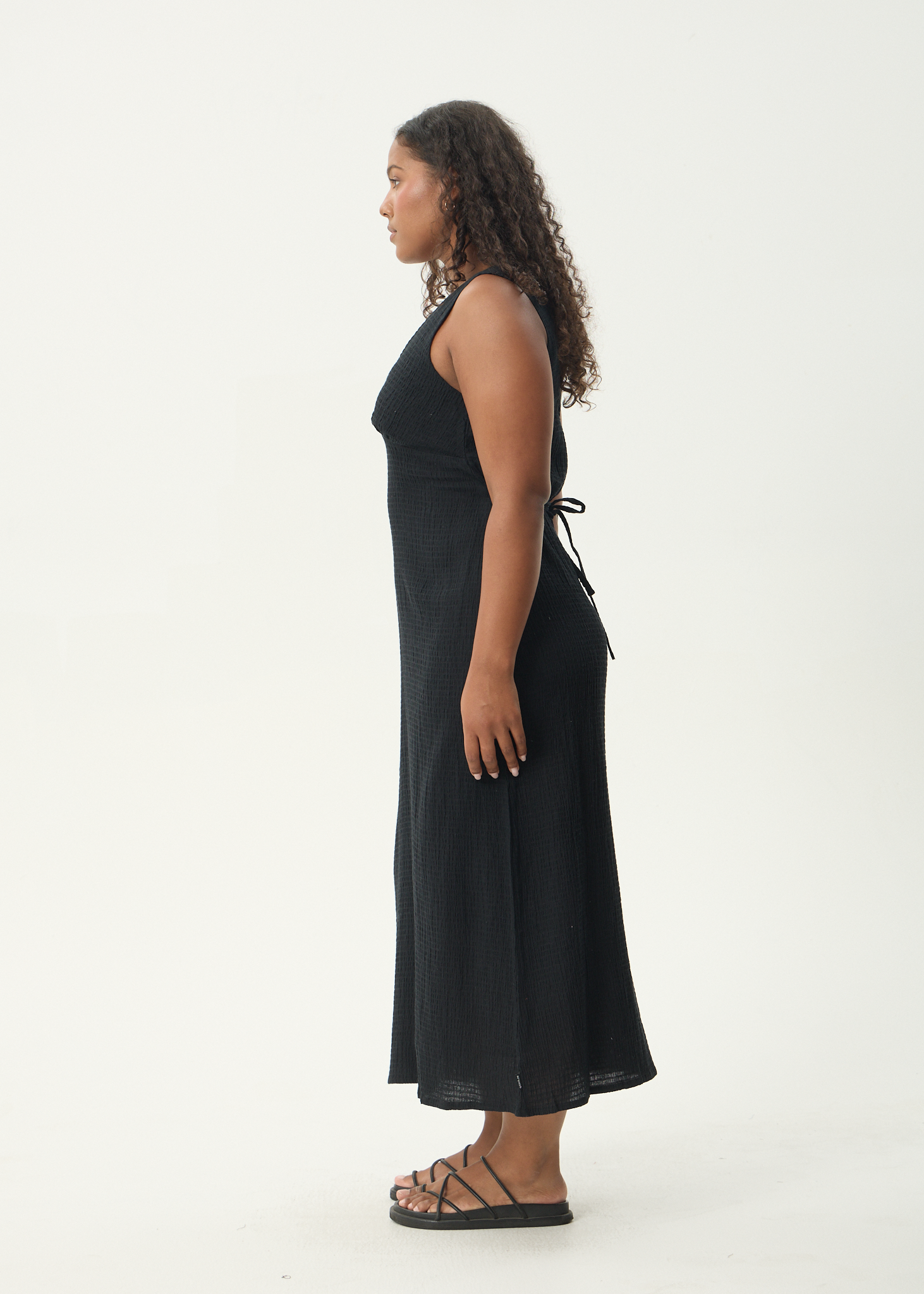 AFENDS Womens Focus - Seersucker Maxi Dress - Black