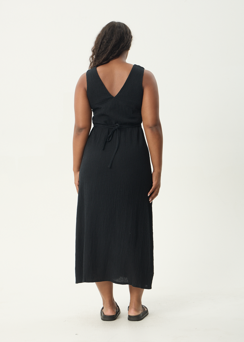 AFENDS Womens Focus - Seersucker Maxi Dress - Black
