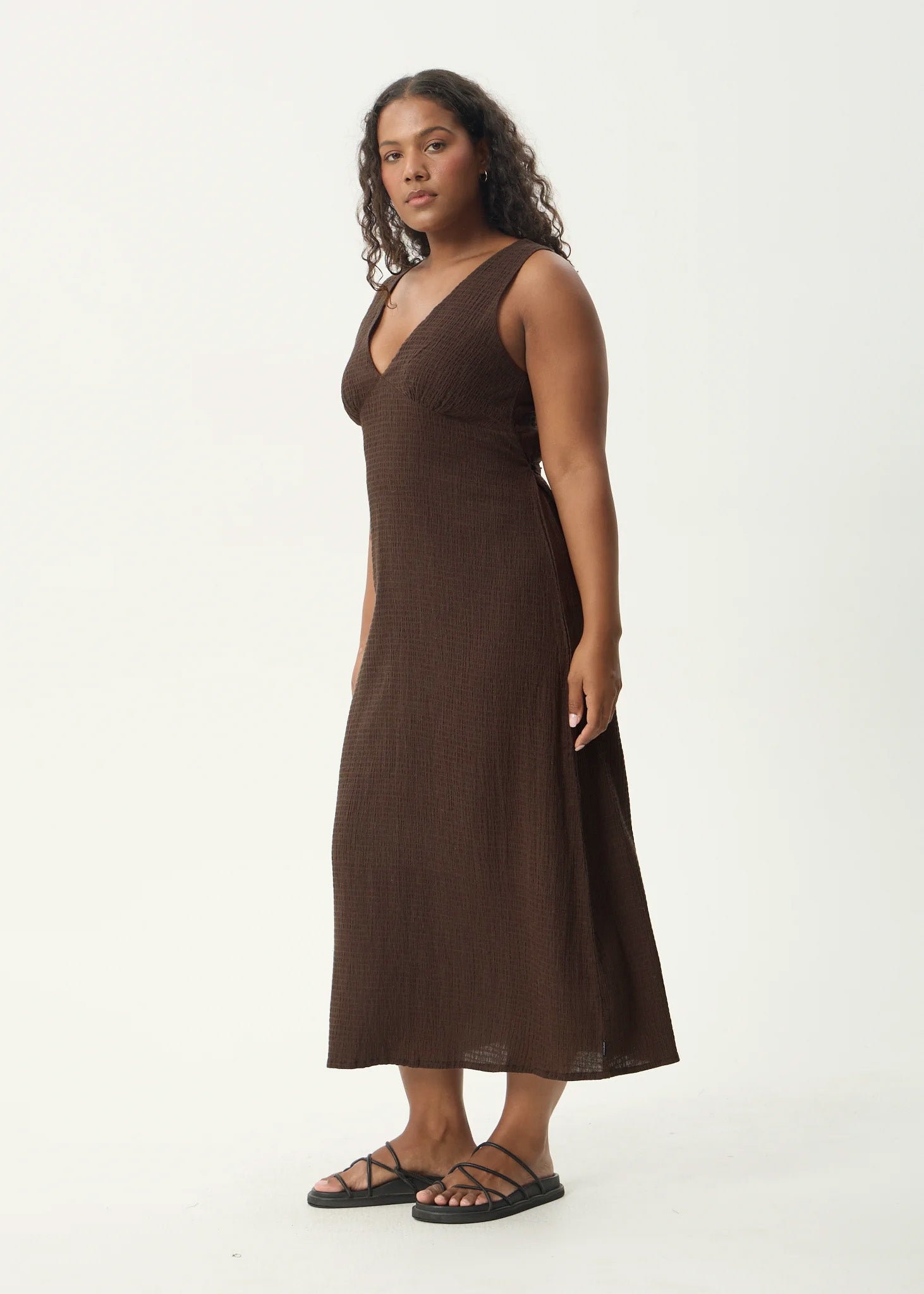 afends dress measurements Womens Position - Seersucker Check Maxi comfy and perfect for when you want to slip into something easy Hemp Maxi Dress - Women's