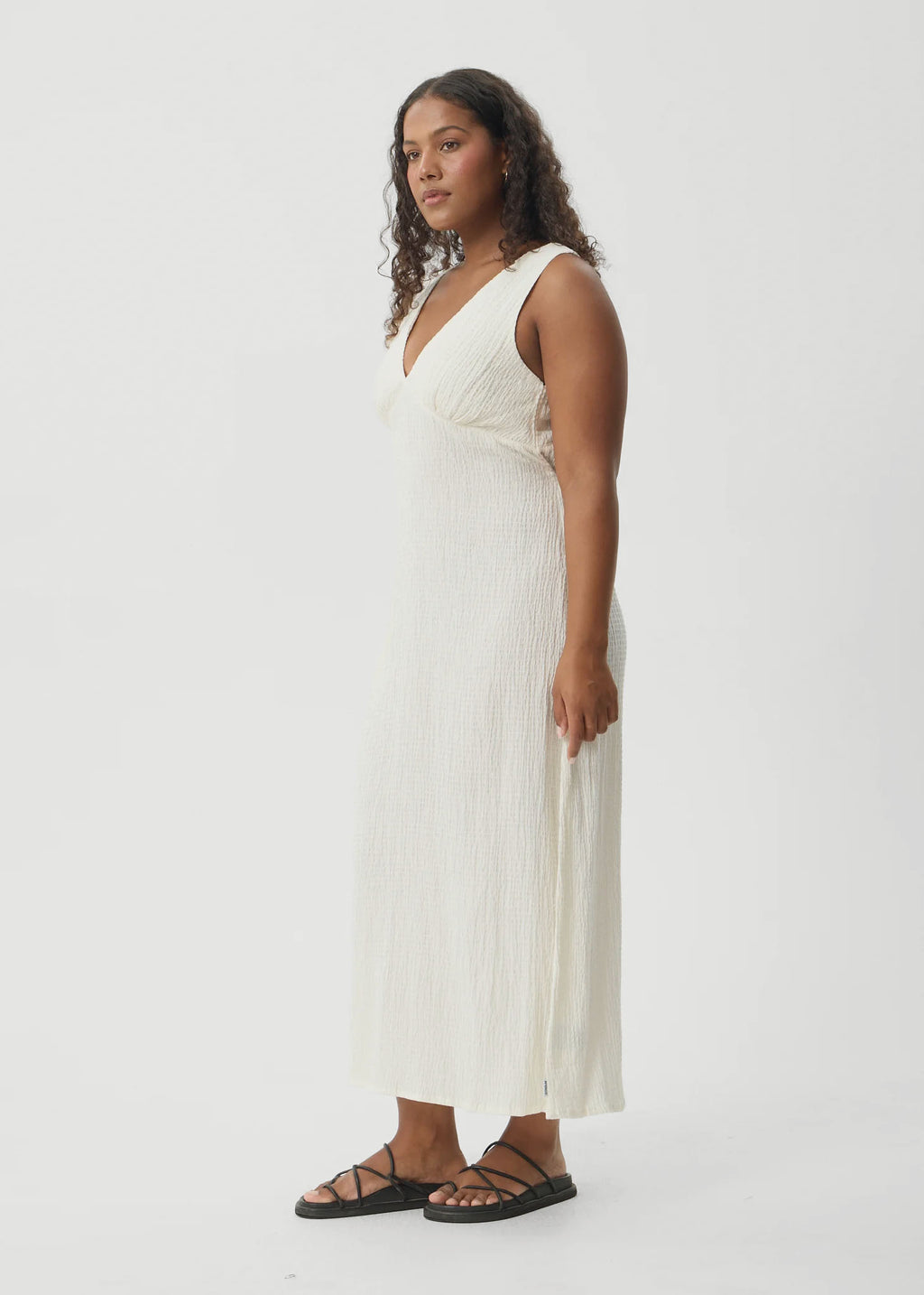 AFENDS Womens Focus - Seersucker Maxi Dress - Off White