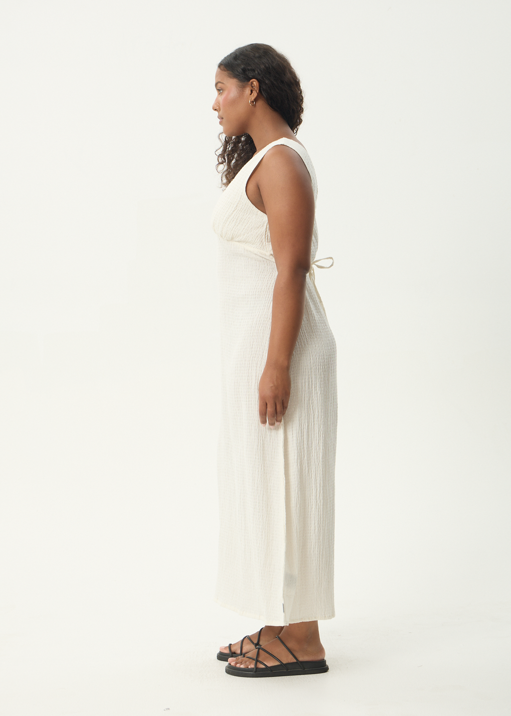 AFENDS Womens Focus - Seersucker Maxi Dress - Off White