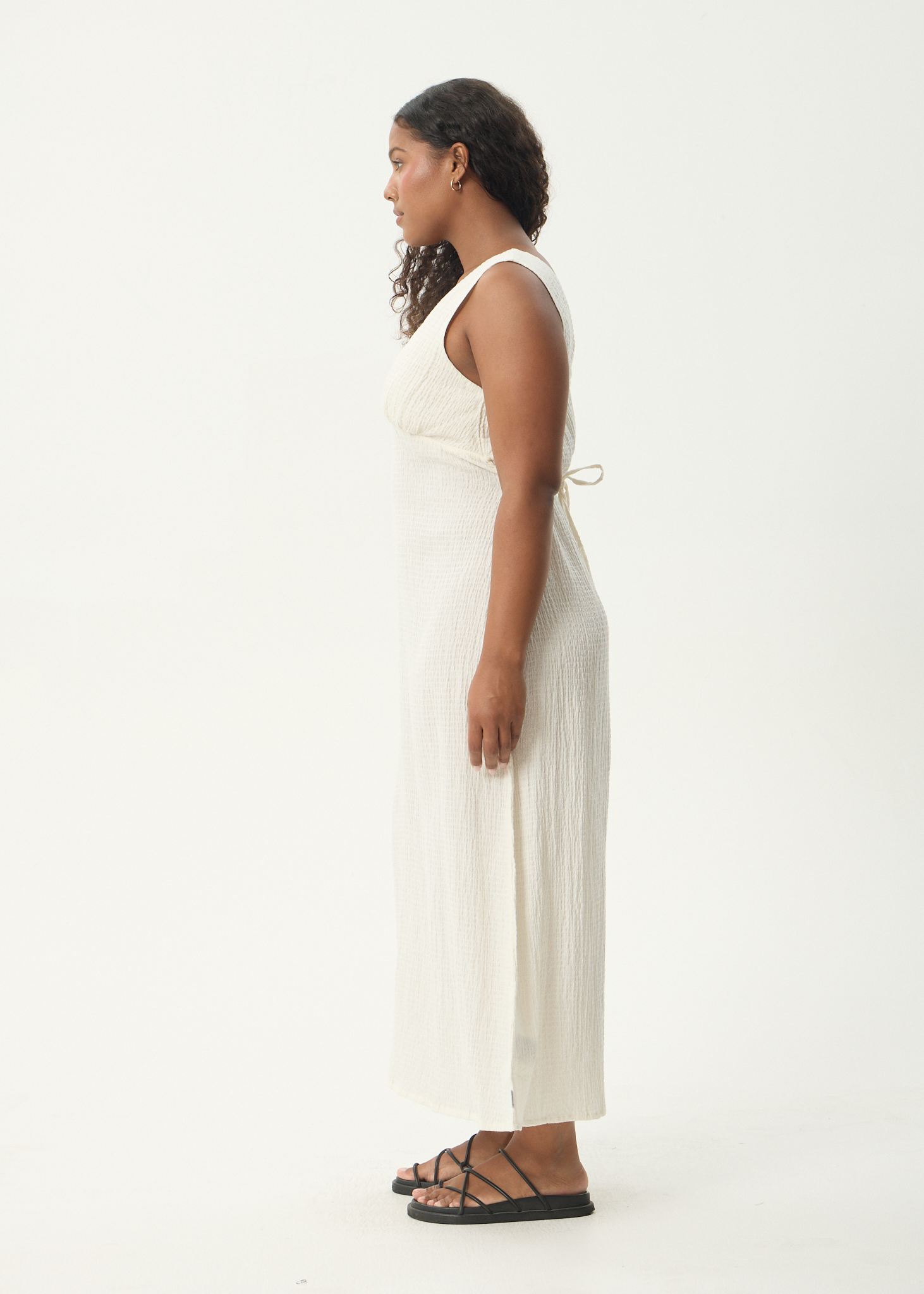 AFENDS Womens Focus - Seersucker Maxi Dress - Off White