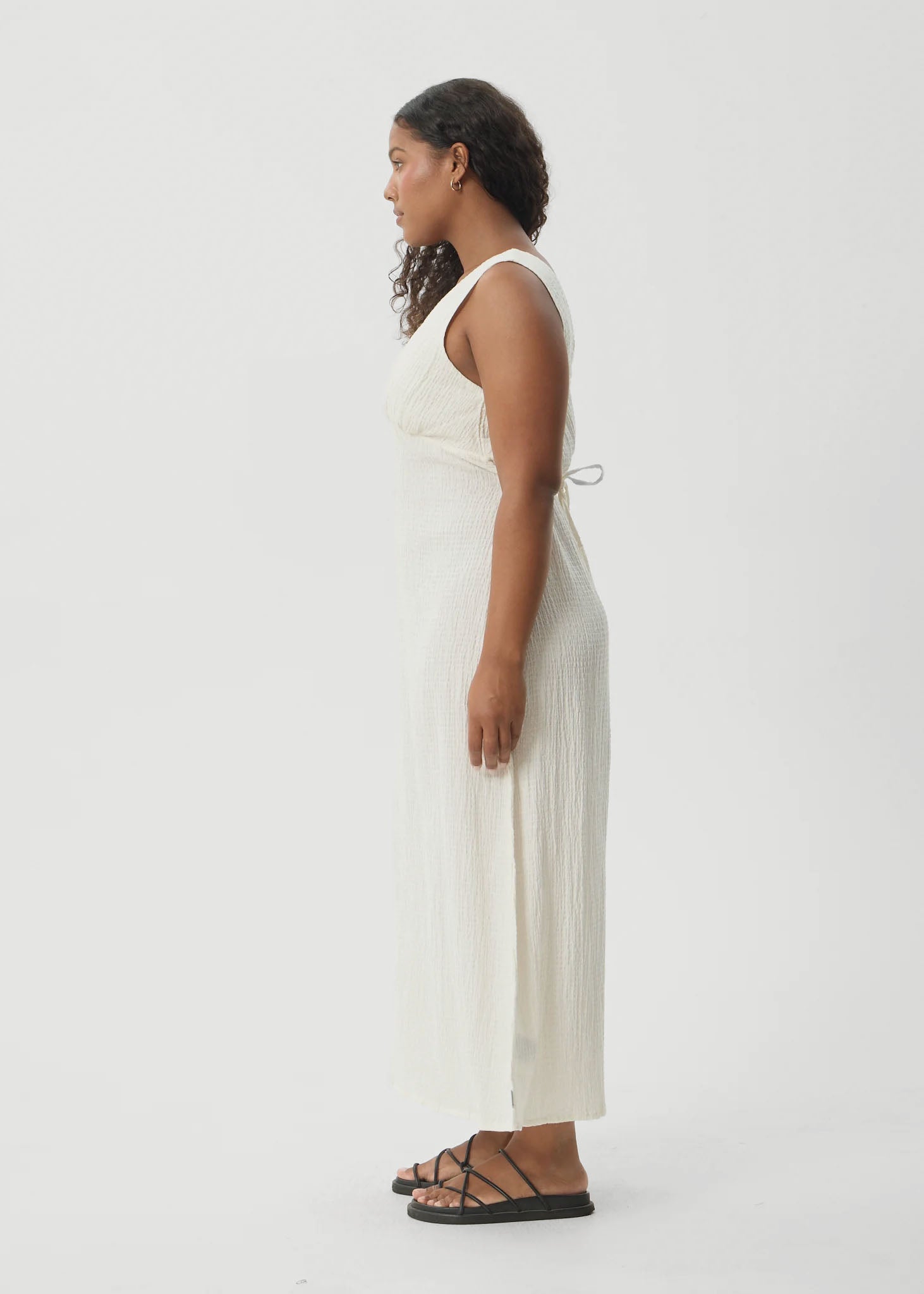 AFENDS Womens Focus - Seersucker Maxi Dress - Off White