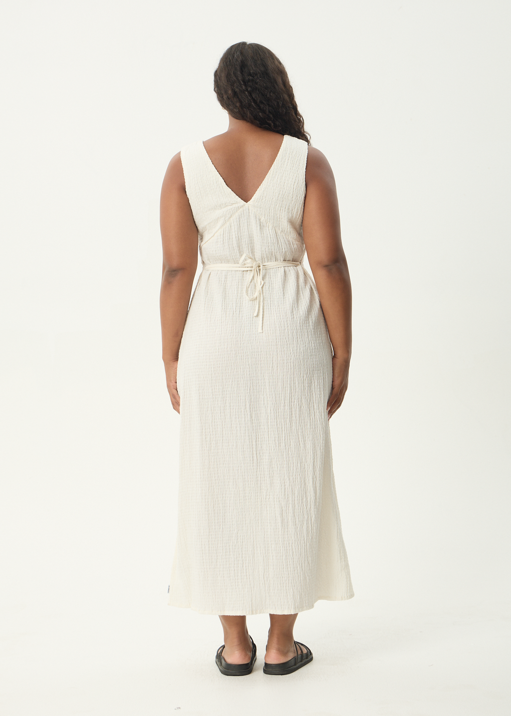 AFENDS Womens Focus - Seersucker Maxi Dress - Off White
