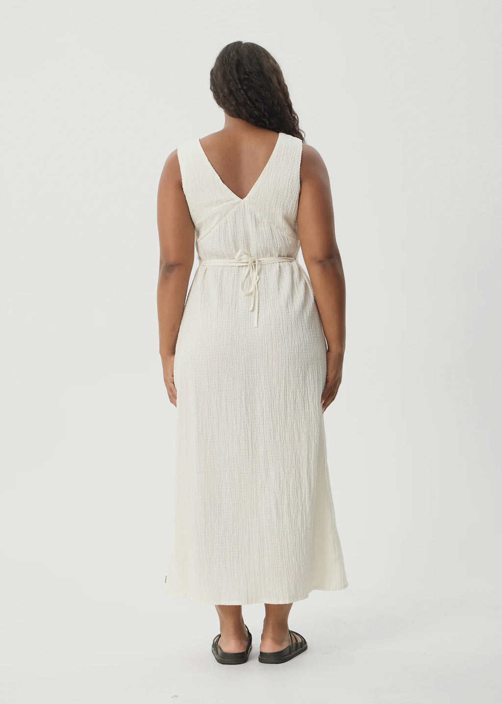 AFENDS Womens Focus - Seersucker Maxi Dress - Off White