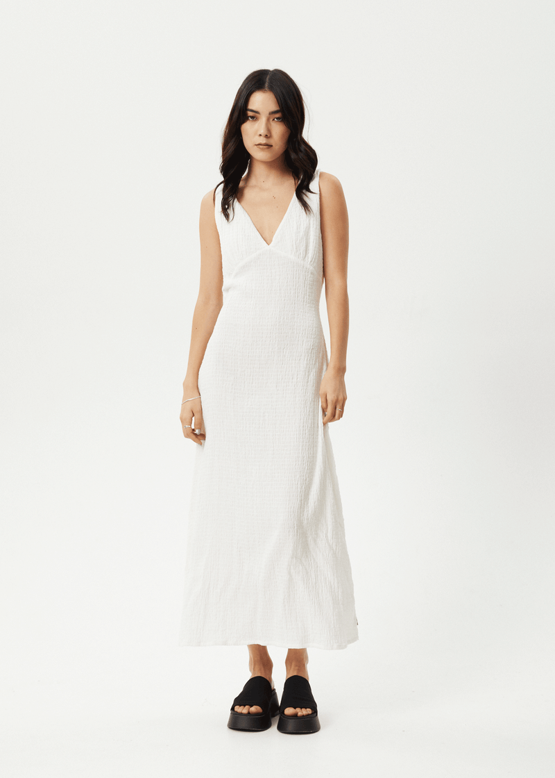 Afends Womens Focus - Seersucker Maxi Dress - White