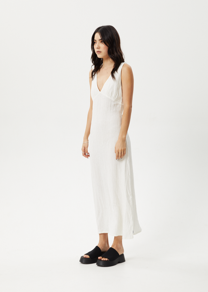 Afends Womens Focus - Seersucker Maxi Dress - White 
