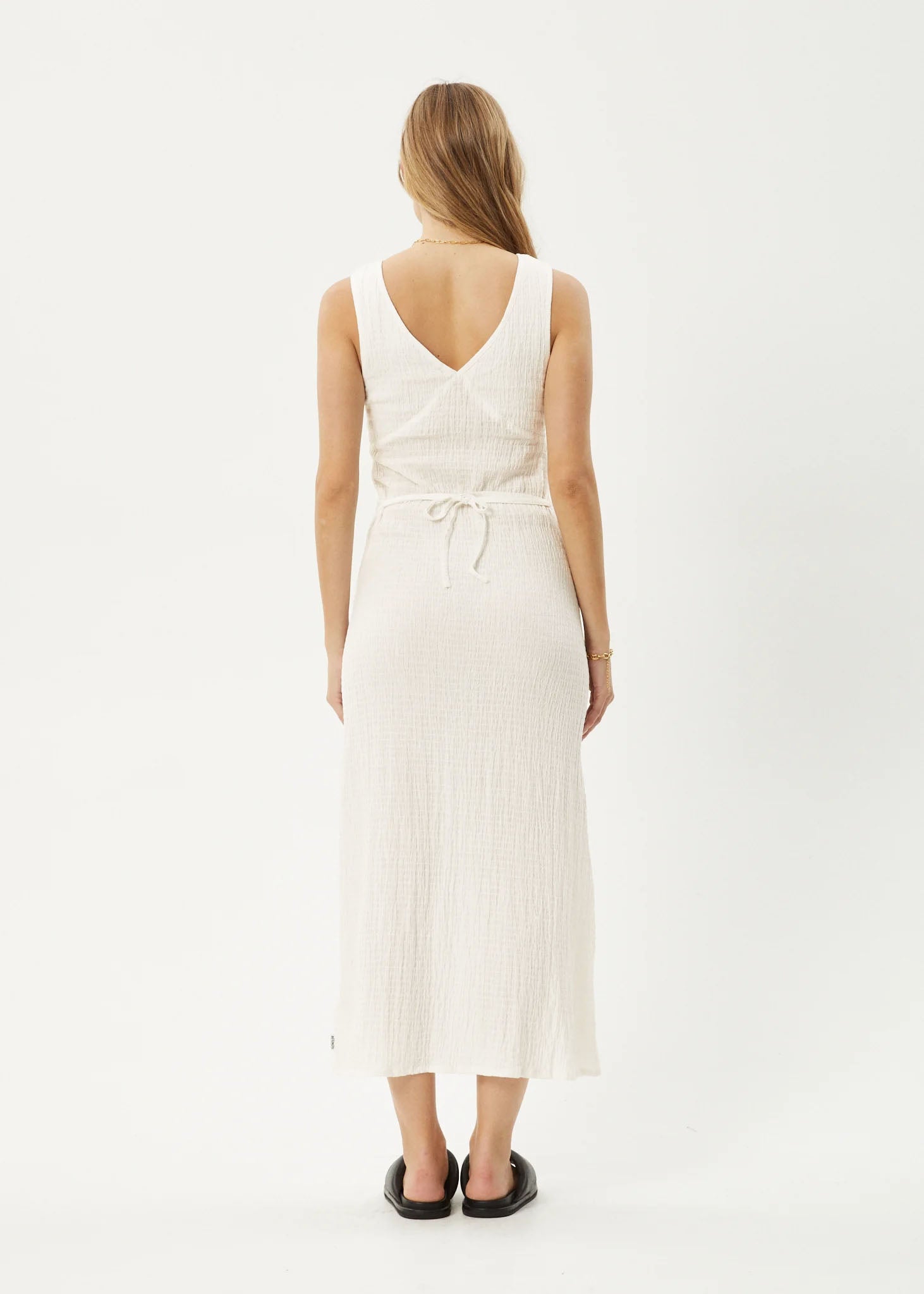 AFENDS Womens Focus - Seersucker Maxi Dress - Off White