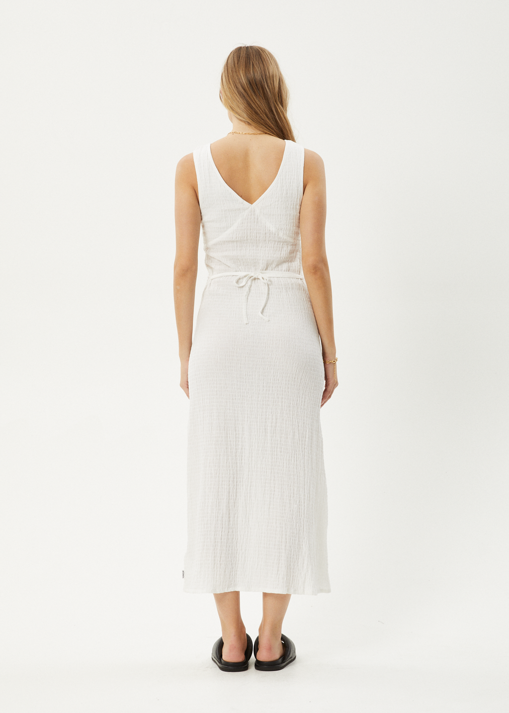 AFENDS Womens Focus - Seersucker Maxi Dress - Off White