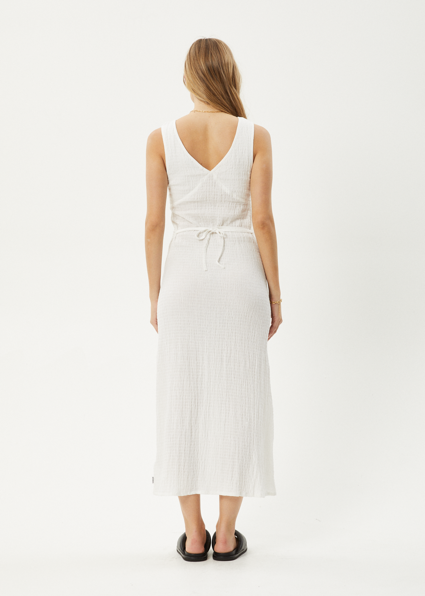 AFENDS Womens Focus - Seersucker Maxi Dress - Off White
