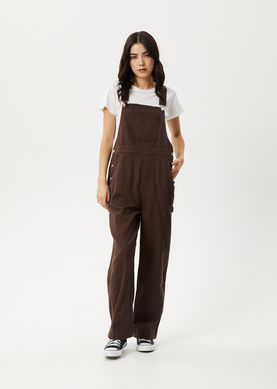 AFENDS Womens Louis - Oversized Overalls - Coffee 