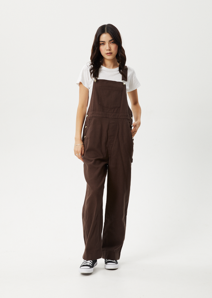Afends Womens Louis - Oversized Overalls - Coffee 