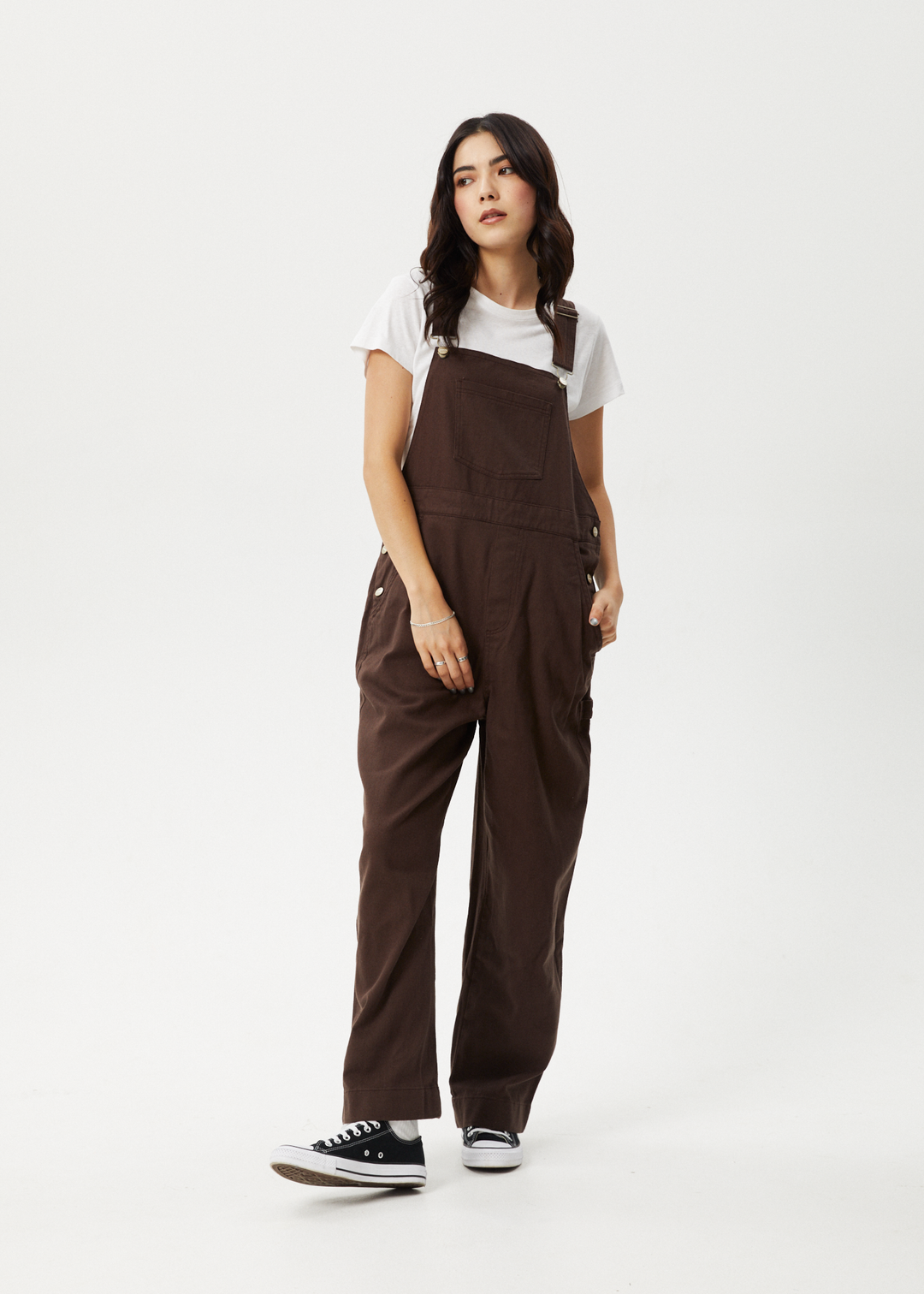 AFENDS Womens Louis - Oversized Overalls - Coffee 