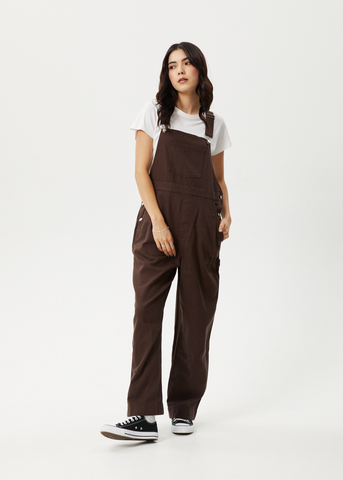 Afends Womens Louis - Oversized Overalls - Coffee 
