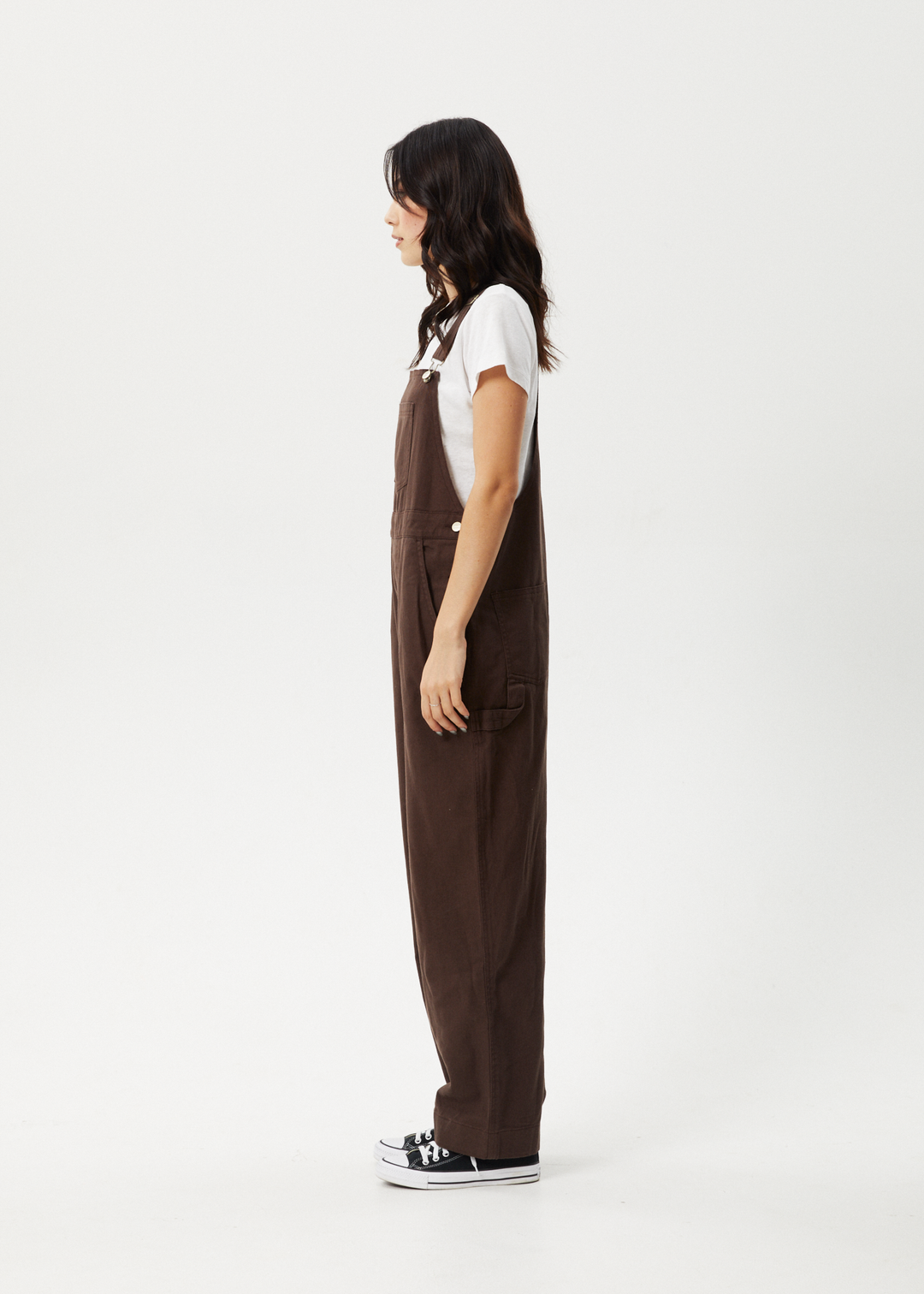 AFENDS Womens Louis - Oversized Overalls - Coffee 