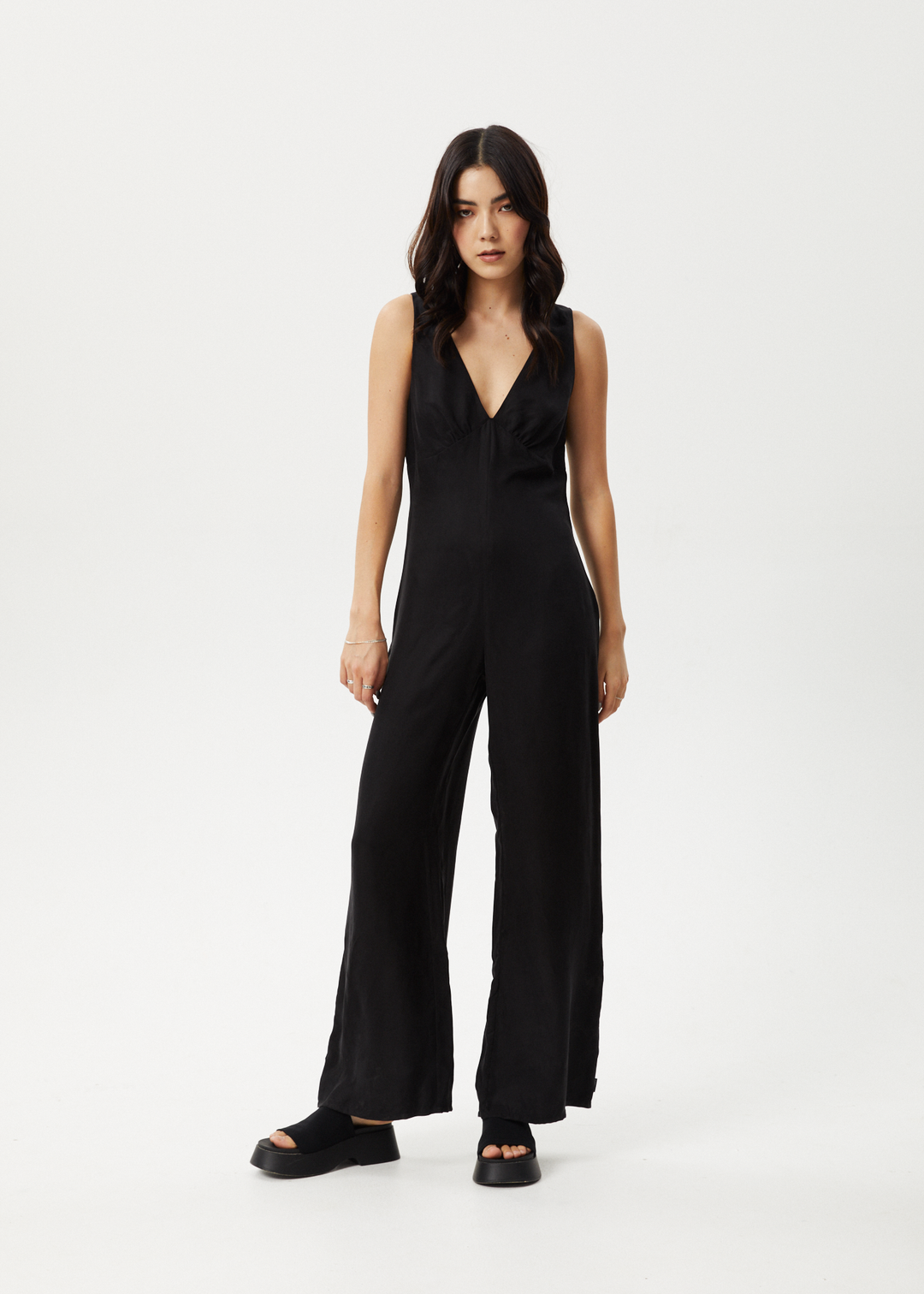 AFENDS Womens Grace - Cupro Jumpsuit - Black 