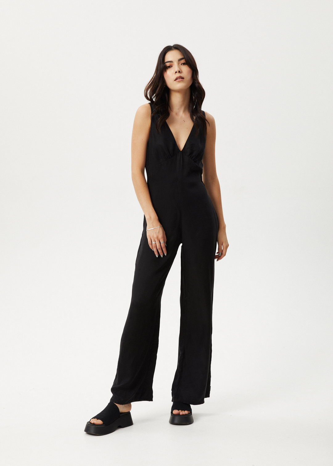 AFENDS Womens Grace - Cupro Jumpsuit - Black 