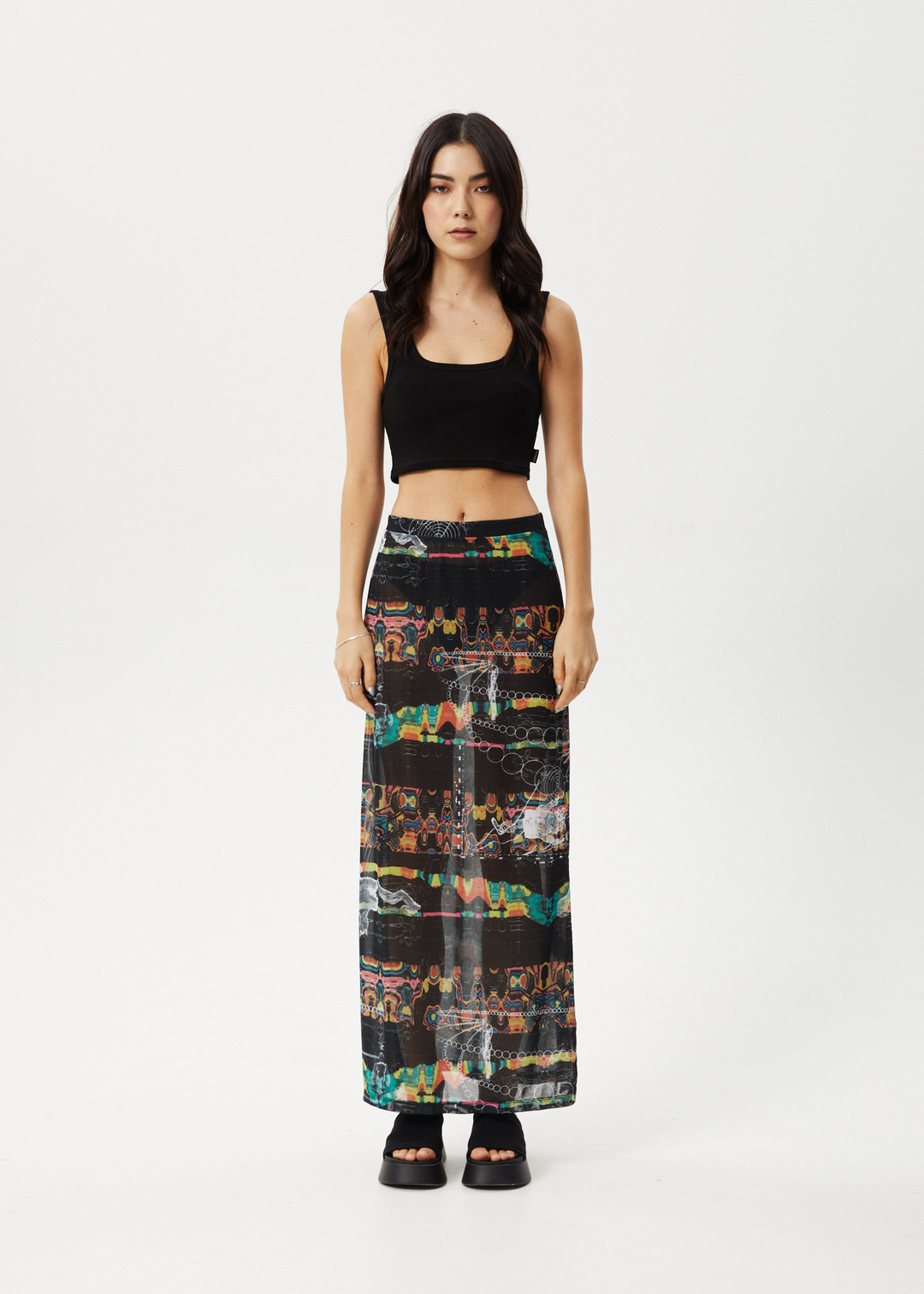 AFENDS Womens Astral - Sheer Maxi Skirt - Black 