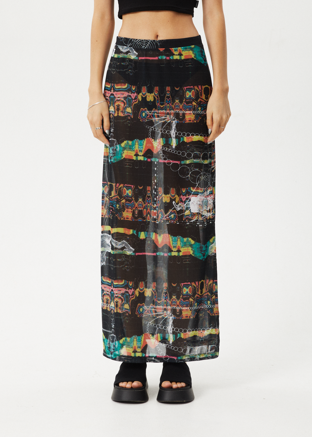 AFENDS Womens Astral - Sheer Maxi Skirt - Black 