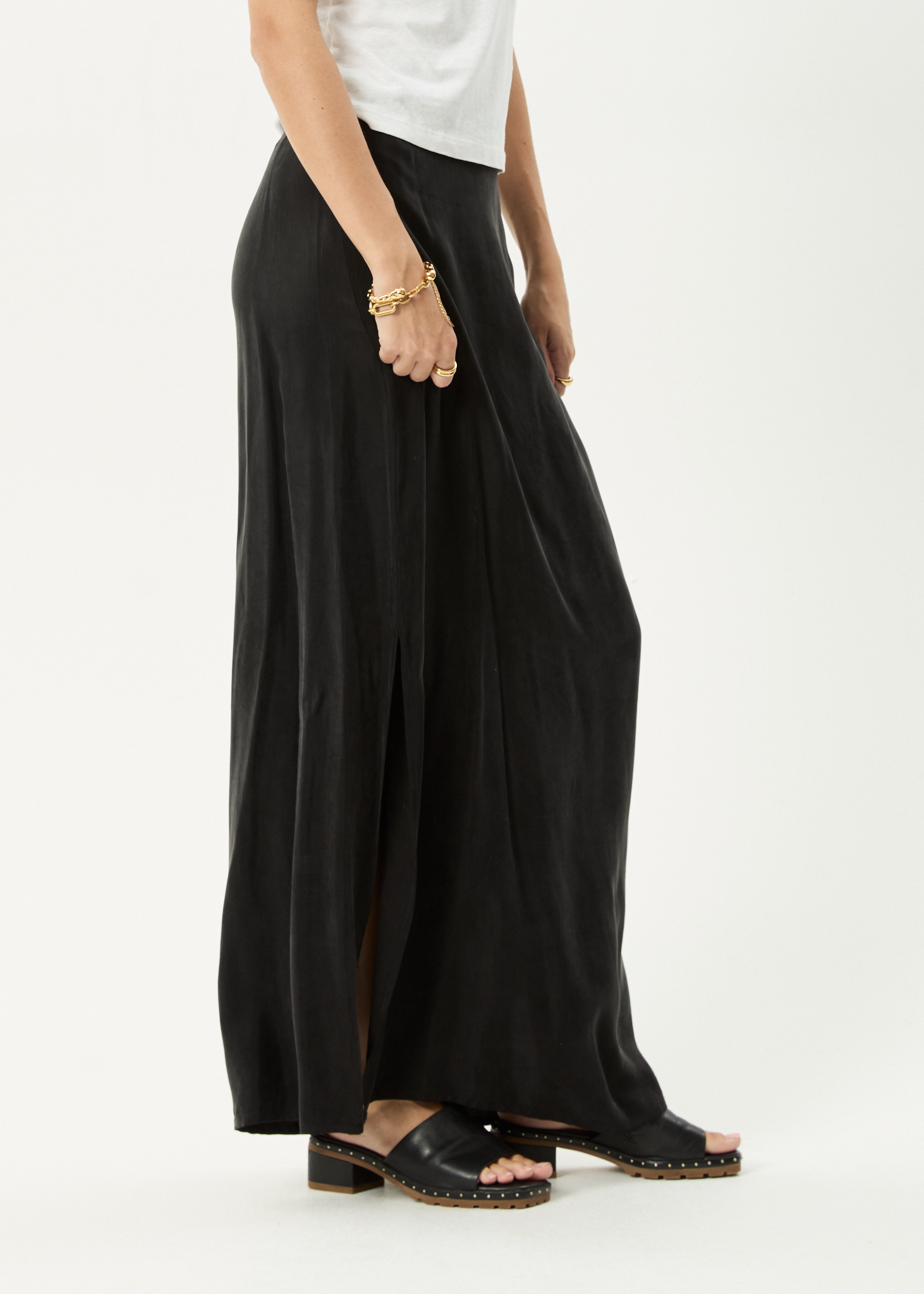 AFENDS Womens Grace - Cupro Maxi Skirt - Black