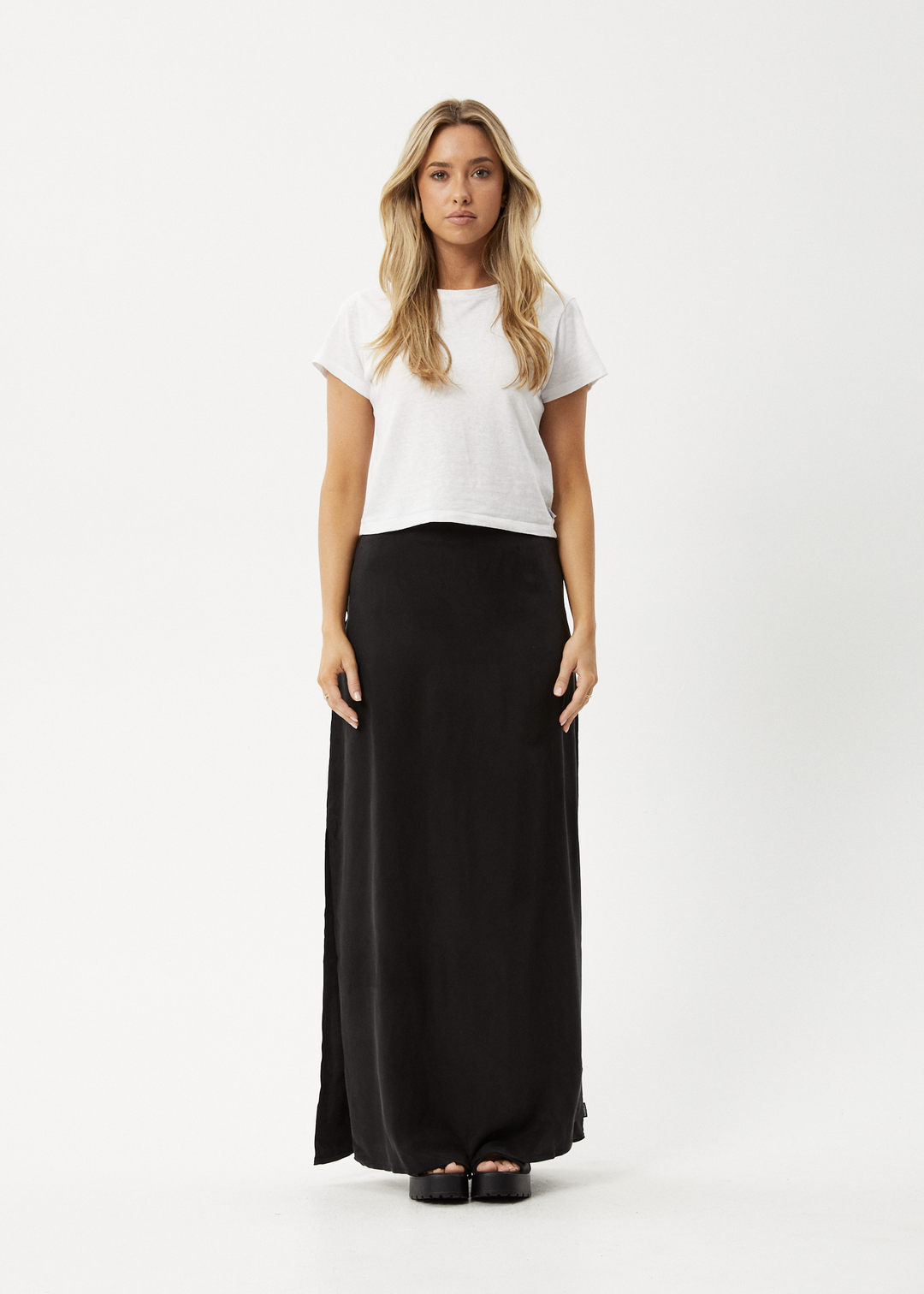 AFENDS Womens Grace - Cupro Maxi Skirt - Black 