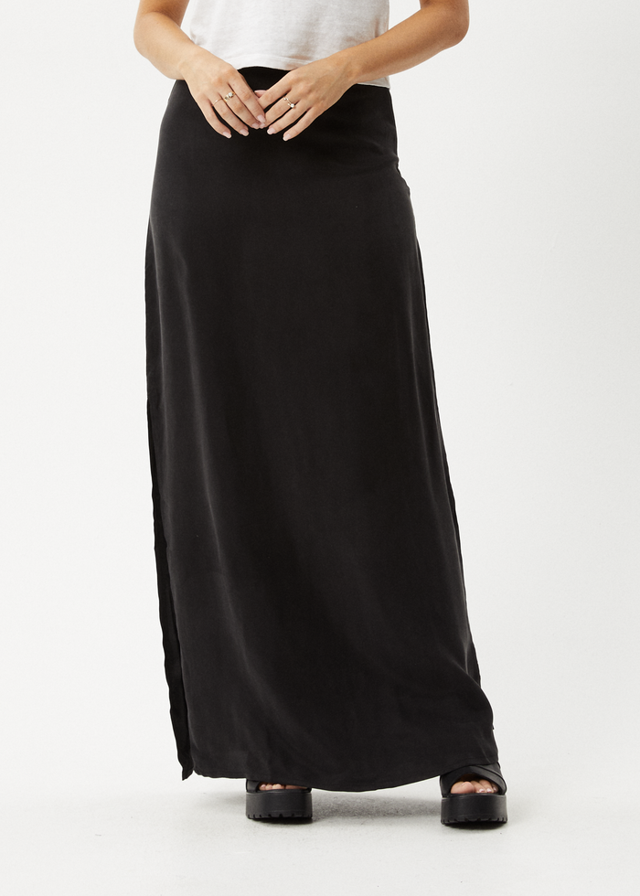 AFENDS Womens Grace - Cupro Maxi Skirt - Black 