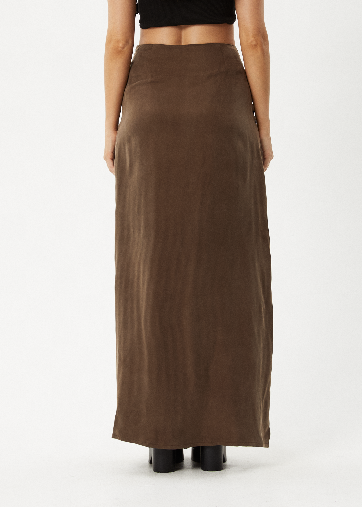 AFENDS Womens Grace - Cupro Maxi Skirt - Coffee 