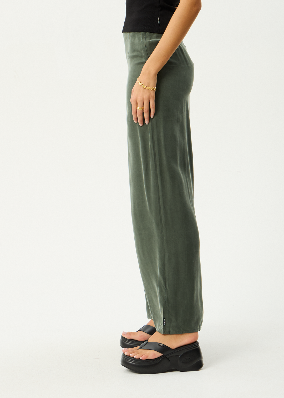 AFENDS Womens Grace - Cupro Maxi Skirt - Deep Green