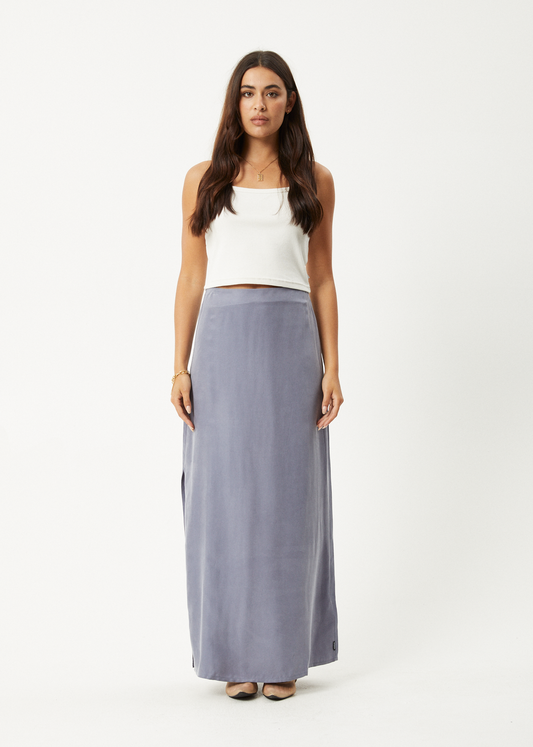 AFENDS Womens Grace - Cupro Maxi Skirt - Marlin 