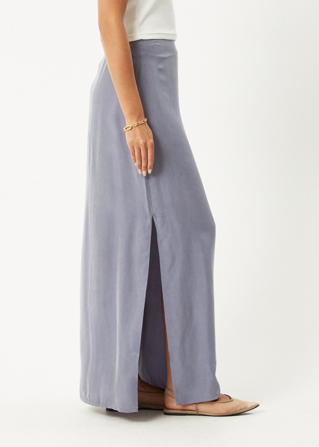 AFENDS Womens Grace - Cupro Maxi Skirt - Marlin 