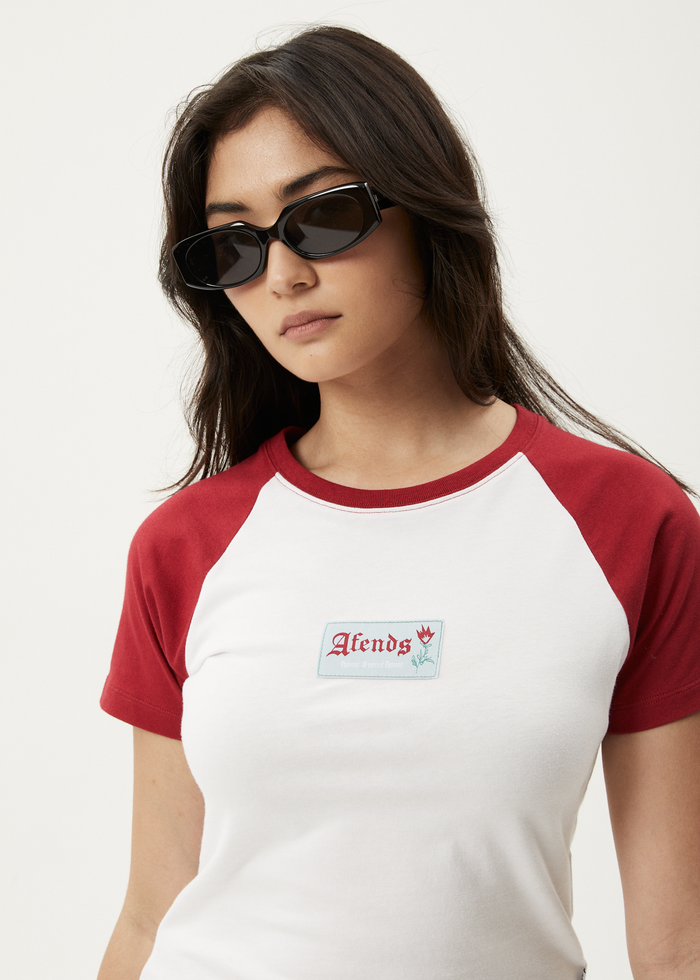 Afends Womens Homely Raglan - Baby T-Shirt - Cherry 