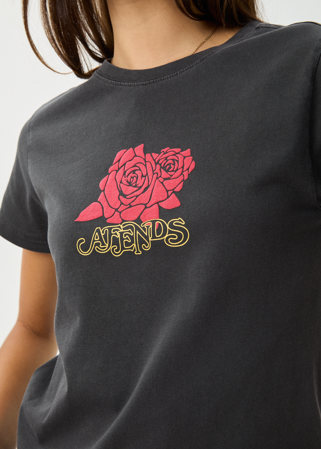 AFENDS Womens Capulet - Classic T-Shirt - Stone Black 