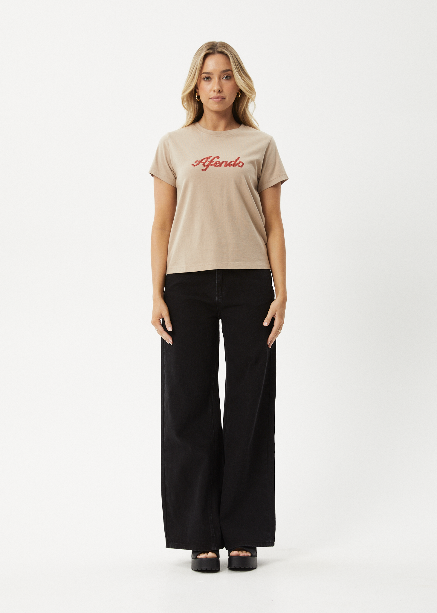 AFENDS Womens Garden Buds - Classic Tee - Taupe