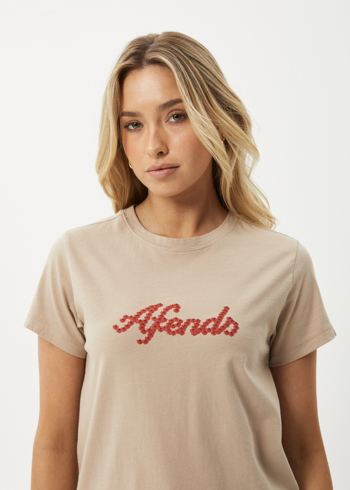 AFENDS Womens Garden Buds - Classic T-Shirt - Taupe 