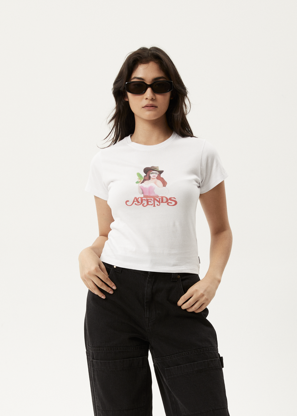 AFENDS Womens Worlds Above - Baby Tee - White