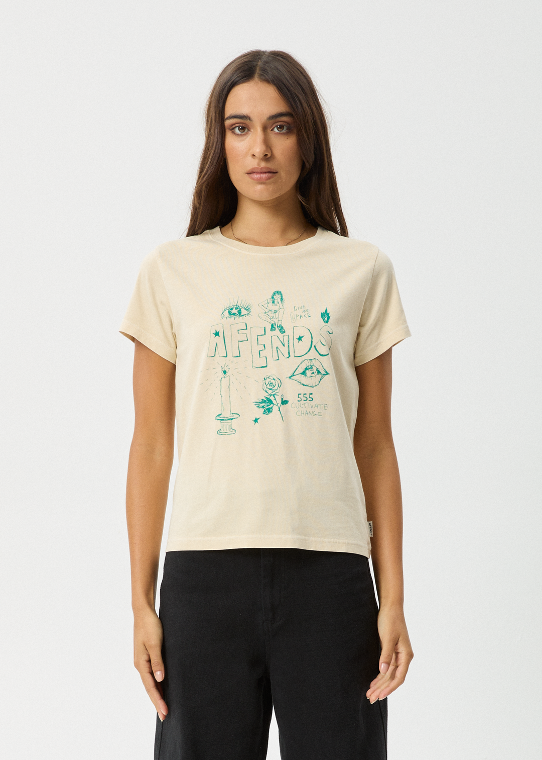 AFENDS Womens Homeroom - Classic T-Shirt - Sesame 