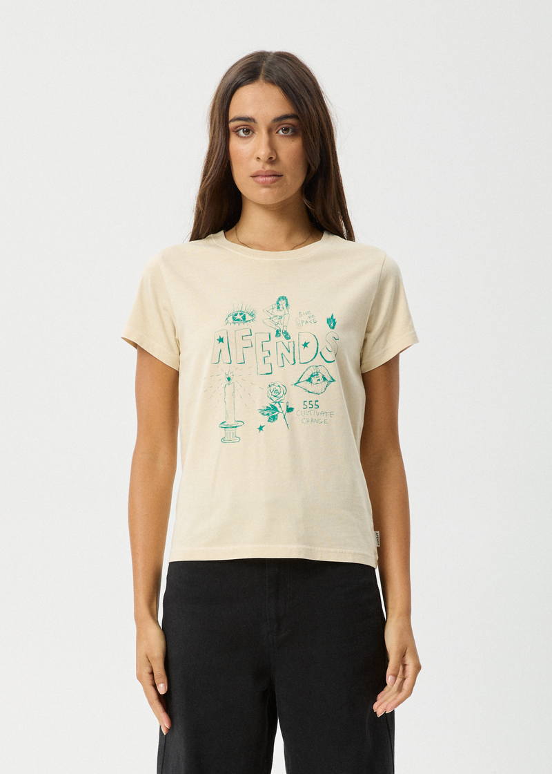 Afends Womens Homeroom - Classic T-Shirt - Sesame